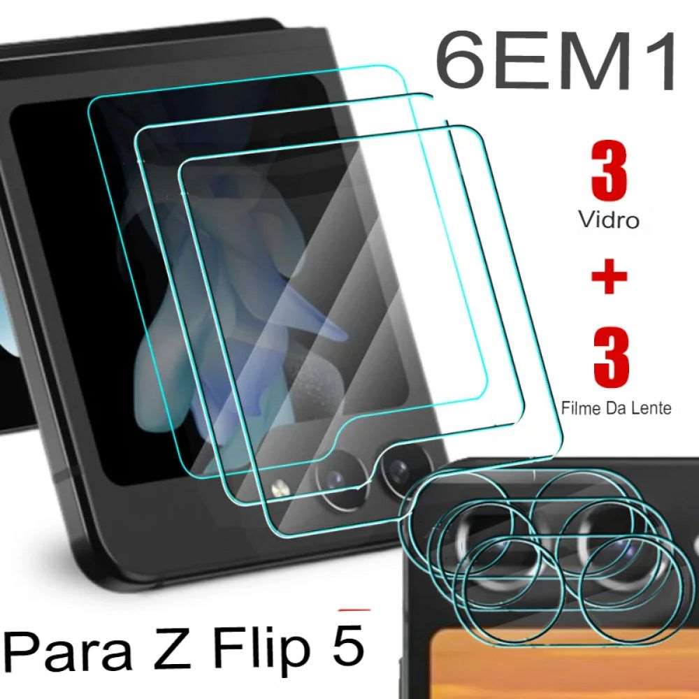 Película Protetora Novo Flip 5 Externa Kit Com 6 - Só Capinhas