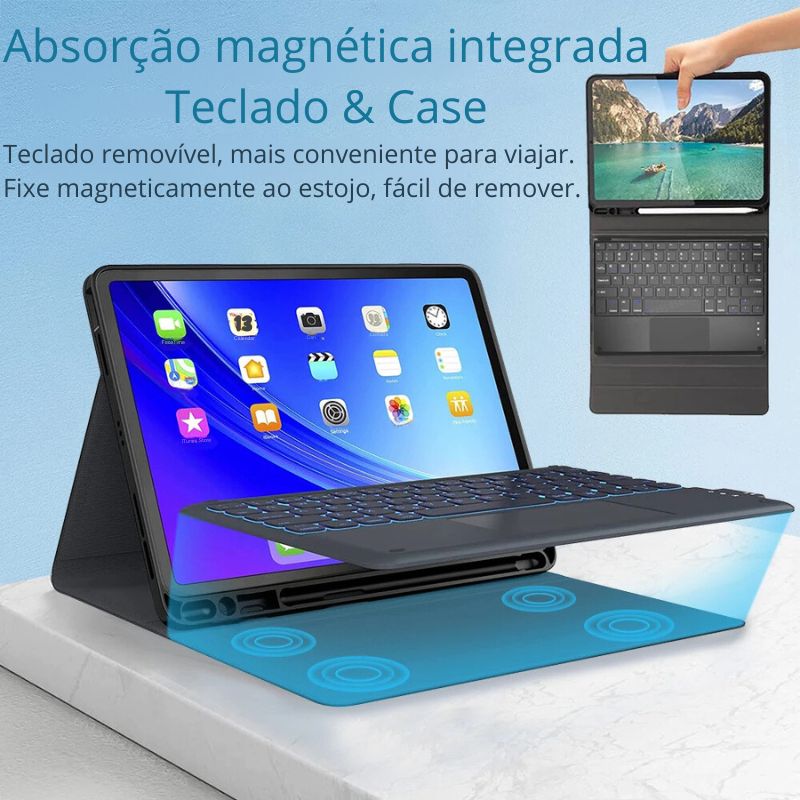 Capa Case Com Teclado Removível Para iPad Air Pro Mini