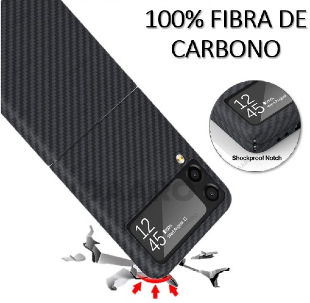 Capa Samsung Flip 3 e 4 Fibra De Carbono Ultra Resistente Fina Leve - Só Capinhas